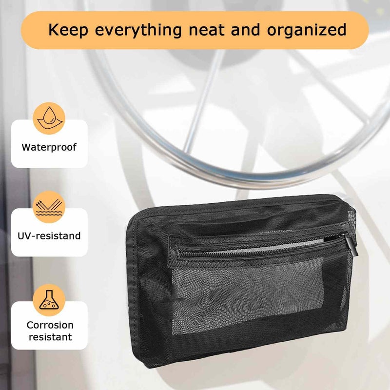 Chanvoo 2PC Self-Adhesive Boat Organizer Mesh Bag (10"x7") – Dry Mount Pouch with Waterproof Adhesive Backing for Tools & Gear | Sticks Securely to Wet Surfaces, Easy Removal - Image 3